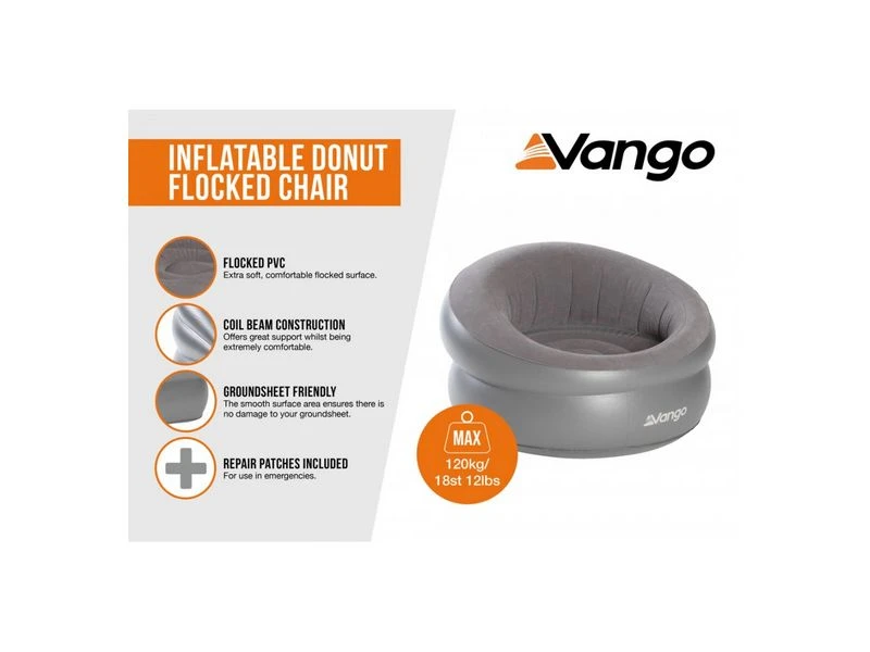 Vango Opblaasbare Stoel Donut Flocked Chair 4 Vango Opblaasbare Stoel Donut Flocked Chair - Afbeelding 2