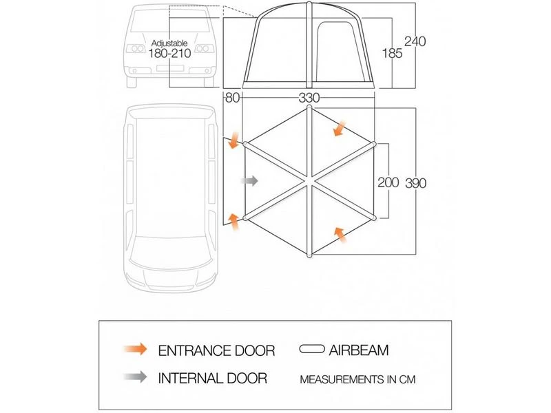 Vango Opblaasbare Camper-bustent Airhub Hexaway II Low 4 Vango Opblaasbare Camper-bustent Airhub Hexaway II Low - Afbeelding 2